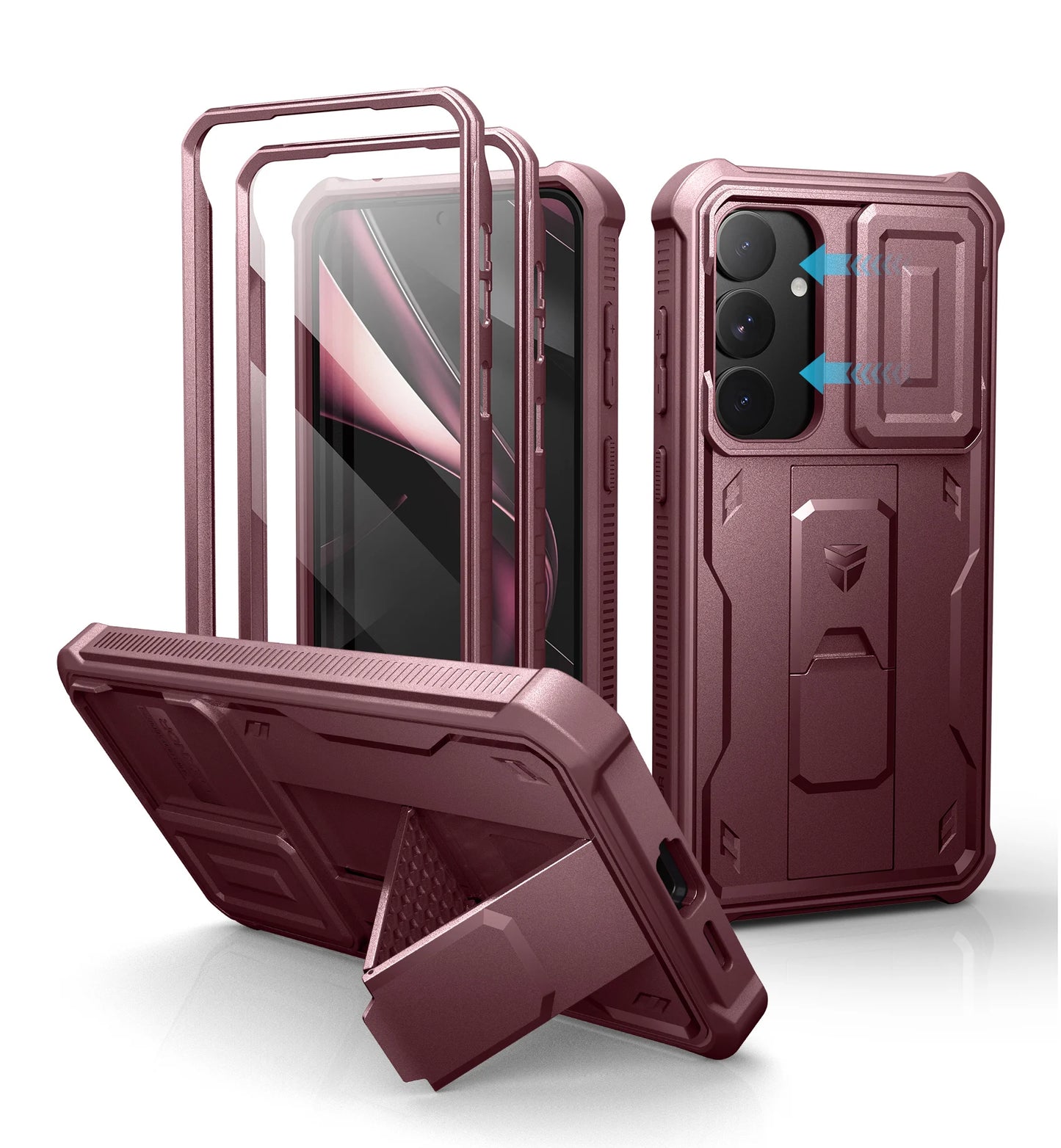 For Samsung Galaxy S25 Plus 2025 Case Full Body Rugged Case with Camera Cover & Built-in Screen Protector Kickstand Case