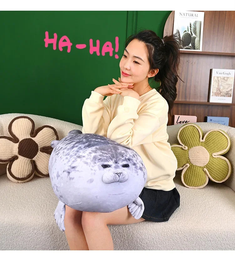 70cm Kawaii Seal Stuffed Animal Seal Plush Toy Soft Cuddly Baby Seal Doll Kids Birthday Gift Plushie Stuffed Animal Pillow