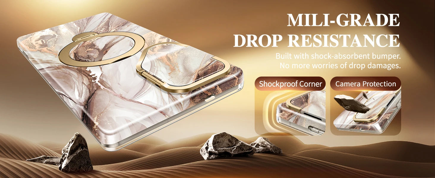 for Samsung Galaxy S25 Ultra with 360° Spin  Magsafe Stand Camera Cover Stand Drop Protection Marble Phone Cover