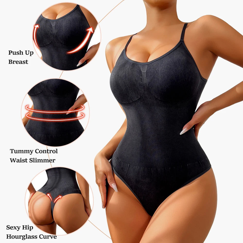 Thong Shaping Bodysuit for Women – Tie-Dye Tummy Control Shapewear
