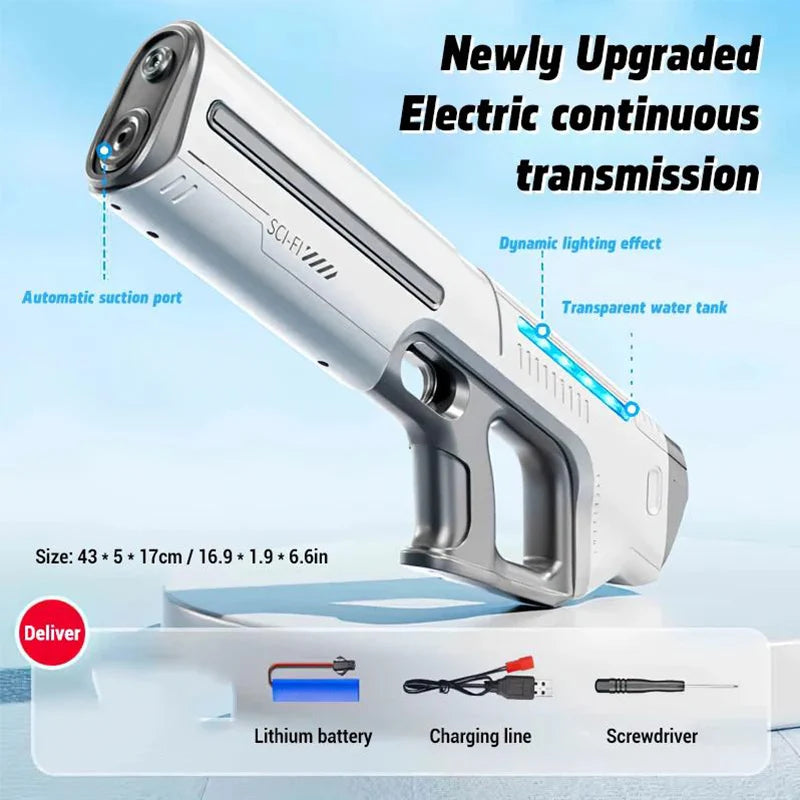 Fully Electric Big Water Gun High Pressure Rechargeable Water Blaster for Outdoor Summer Activities