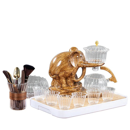 Heat-resistant Glass Teapot With Base Creative Tea Set Elephant Shape Automatic Tea Set Pu'er Oolong Teapot And Cup Set