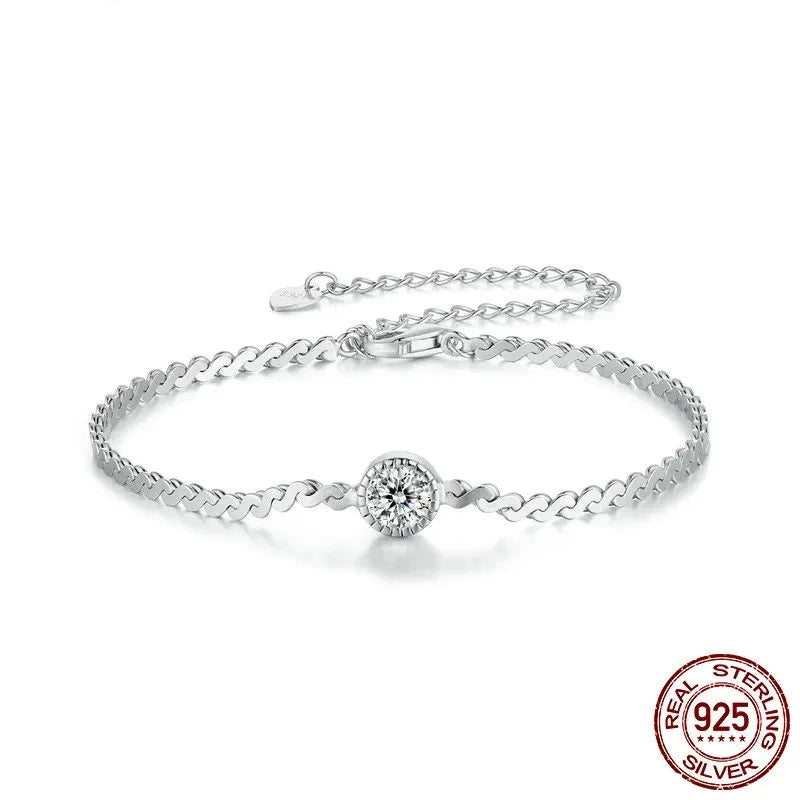 0.5CT Sparkling Moissanite Omega Bracelet For Women Real 925 Sterling Silver Lab Diamond moissanite