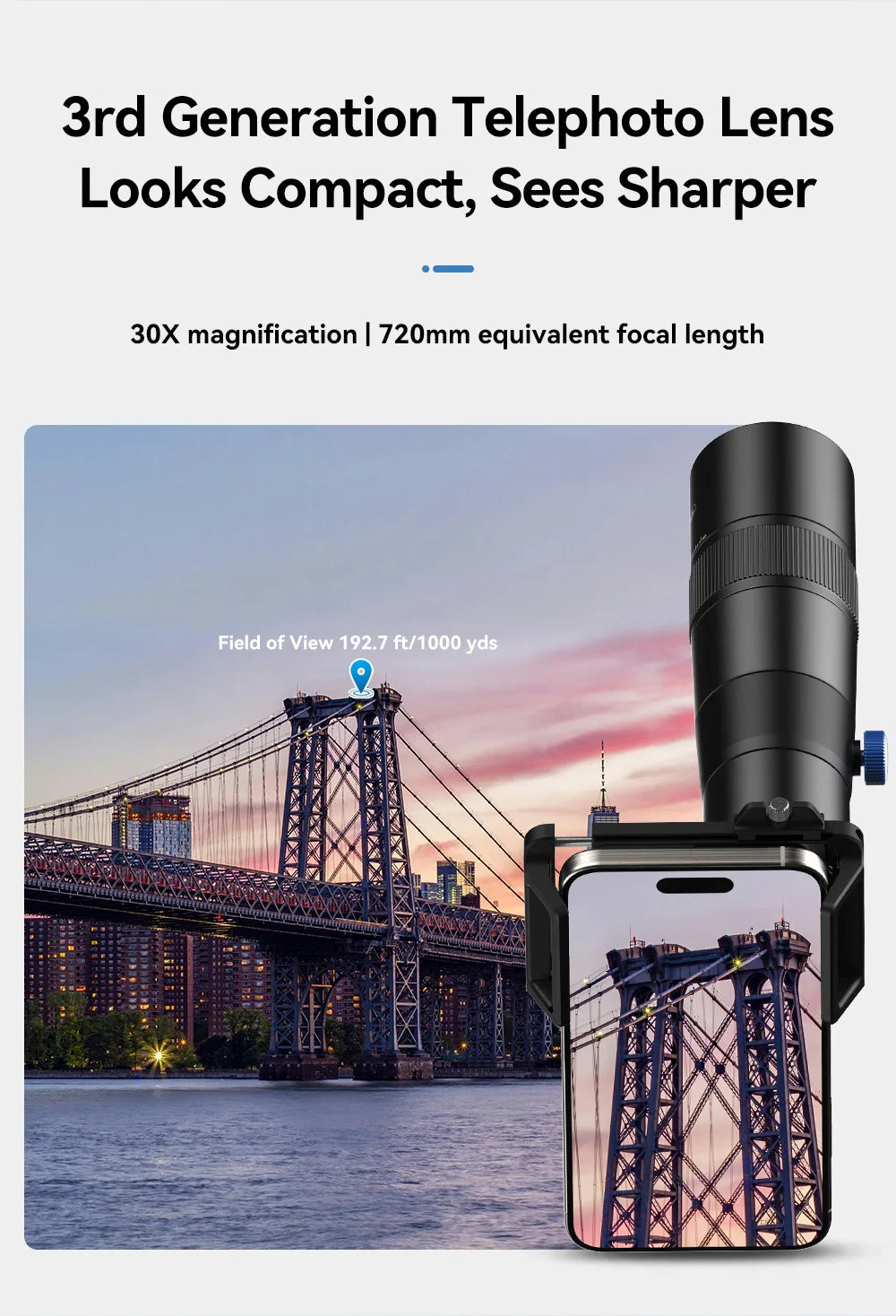 30X HD Mobile Phone Telephoto Lens with Tripod