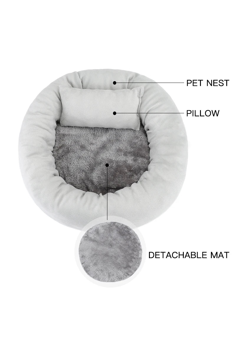 Washable Plush Pet Bed Sofa Gray for Dogs and Cats