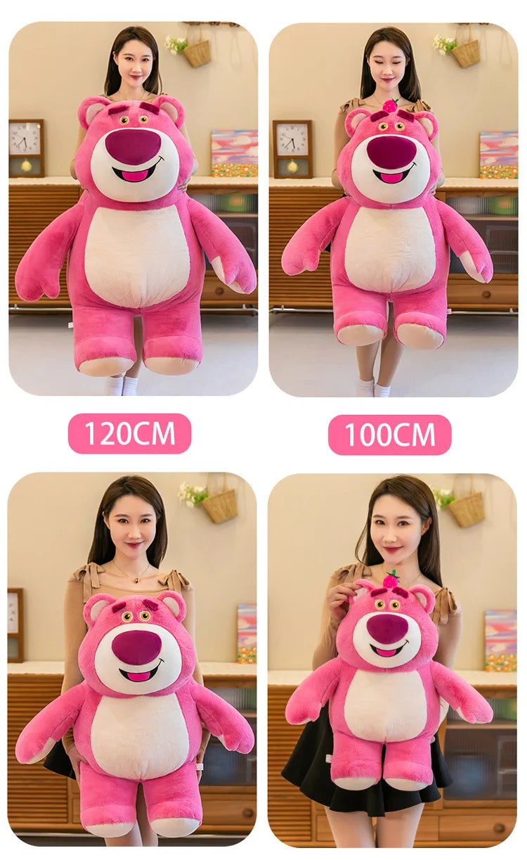 80cm Kawaii Strawberry Bear Plush Toy Bia Size Lotso Stuffed Doll Large Soft Animal Kids Birthday Gift for Girls and Children