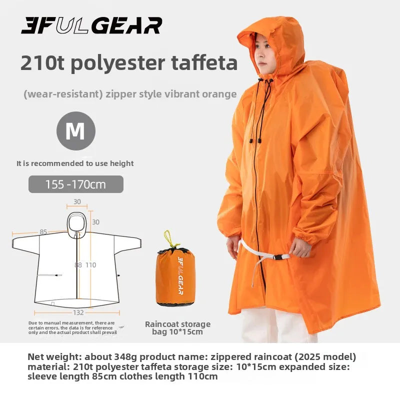 Ultralight Waterproof Zipper Raincoat for Hiking Camping and Travel