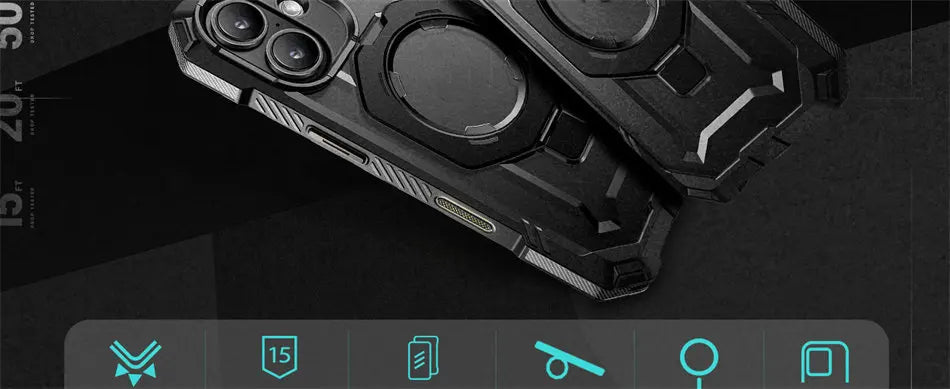For iPhone 16 Case with Camera Control Capture Button UB Grip Heavy Duty Rugged  MagSafe Phone Case with Stand