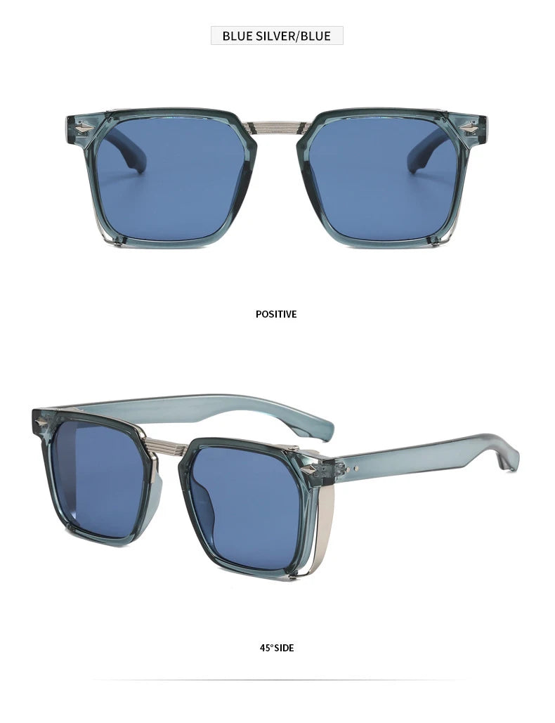 Vintage Square Punk Sunglasses With UV400 Protection