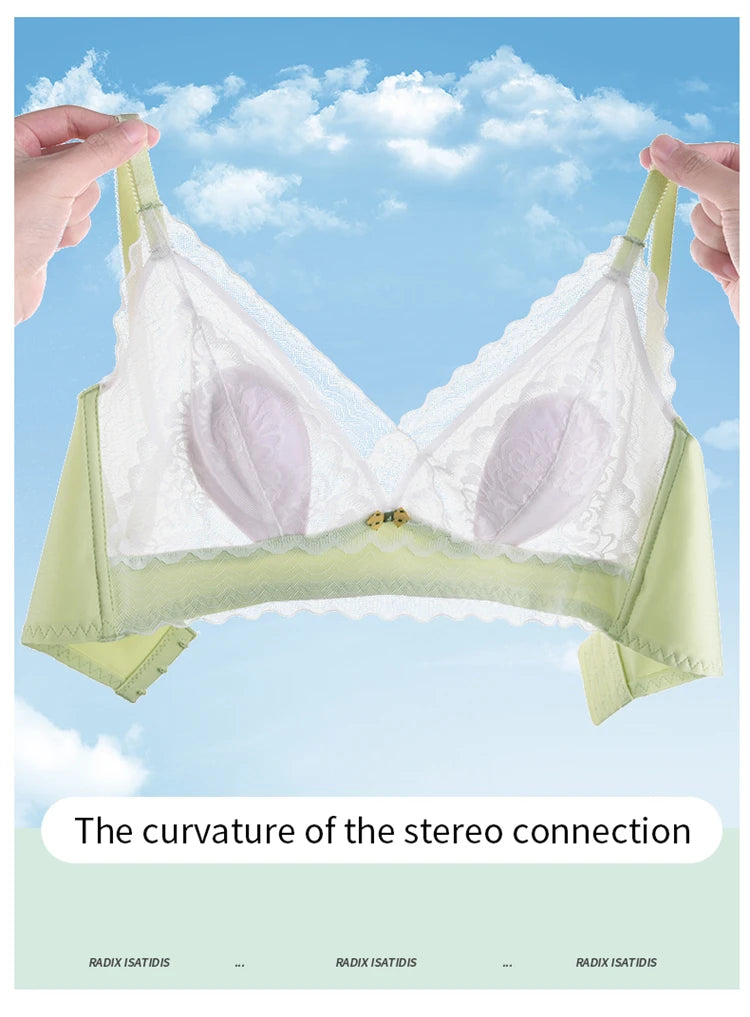 Women’s Lace Transparent Rabbit Ears Bra & Panties Set – Soft, Thin Push-Up Lingerie