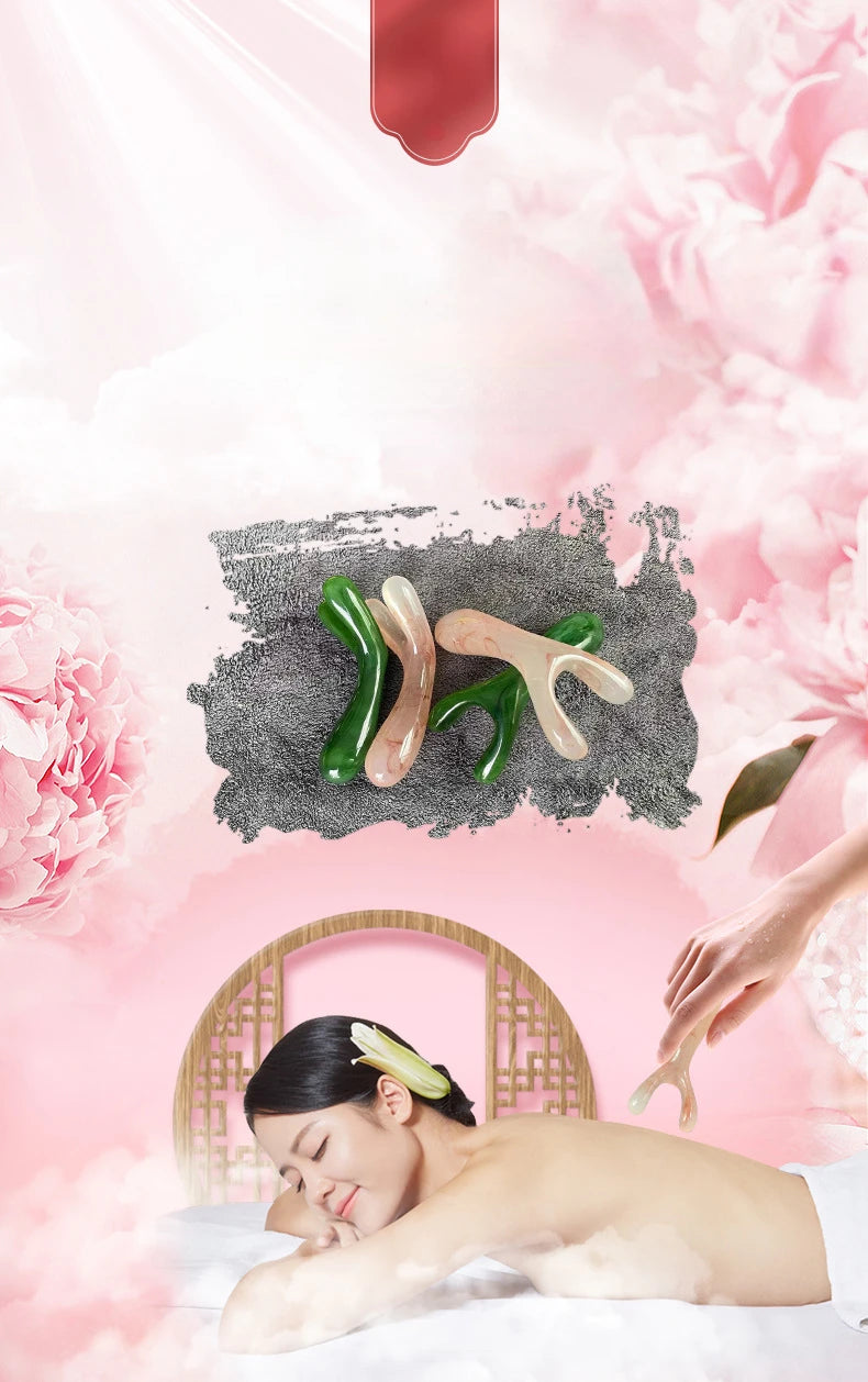 Resin Face Lifting Stone Guasha Scraping Facial Gouache Y-shaped Fork Massage Plate Nose Massage Trigger Point Nose Massager