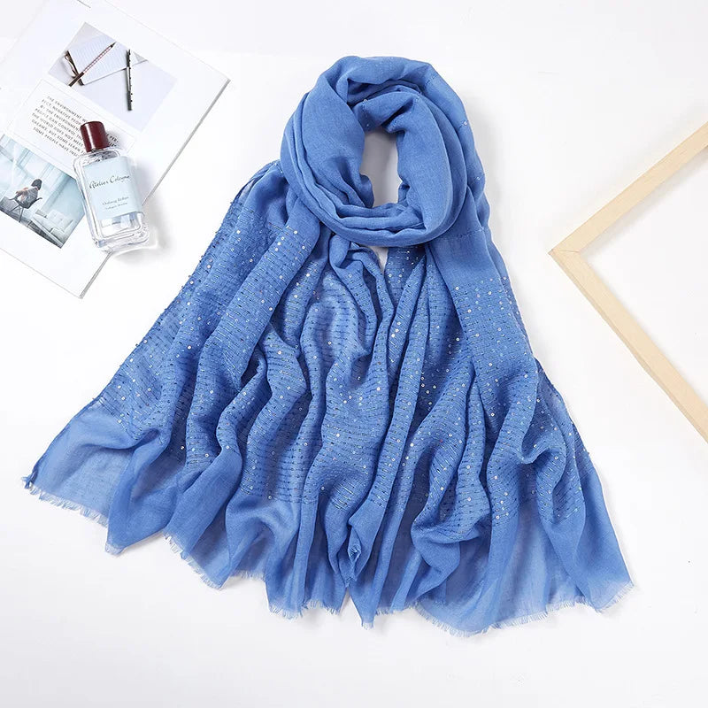 Cotton Hijabs Scarf Muslim Islamic Headscarf For Women Lady Soft Cotton Linen Tassel Sequins Islamic Hijab Shawl Wraps