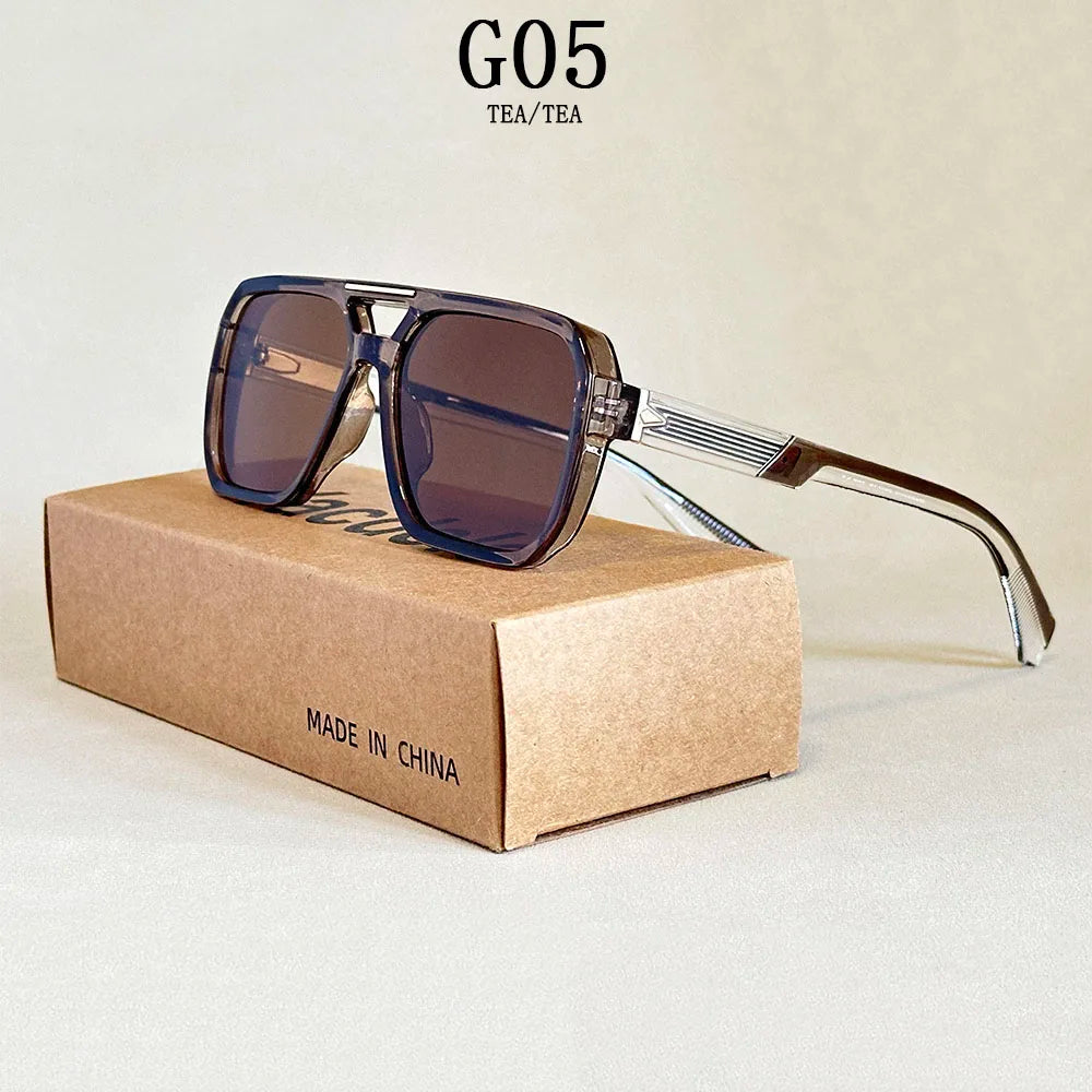 Square Frame Vintage Sunglasses With UV400 Protection