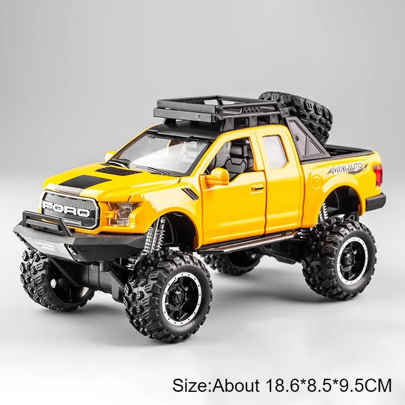 1:32 Scale Raptor F-150 BigFoot Pickup Car Model Toy Pull Back Sound&Light Off Road Truck Models Collection Gifts