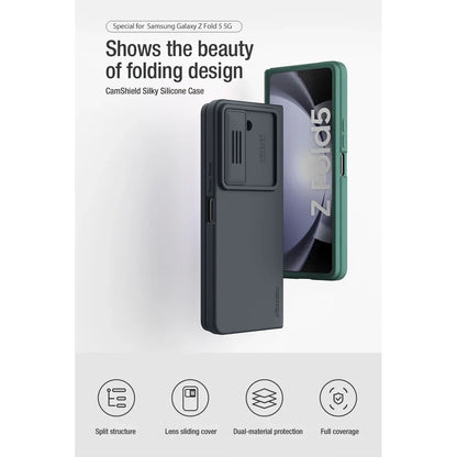 CamShield Silky Case For Samsung Galaxy Z Fold5 Phone Case Camera Slider Liquid Silicone Shockproof Back Cover