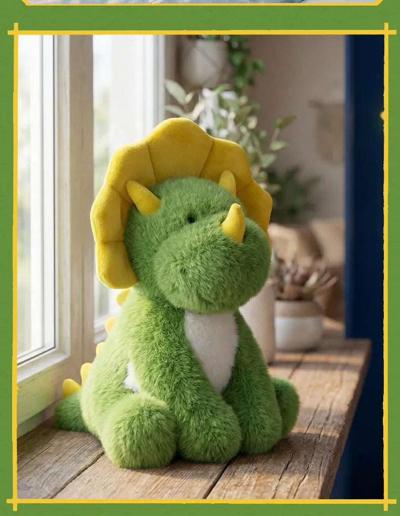 Green Triceratops Dinosaur Plush Stuffed Animal Pillow