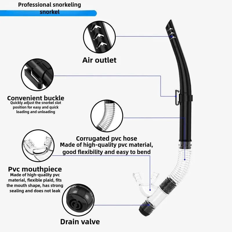 Dry Snorkel Set Diving Mask For Tempered Glass Professional Panoramic Snorkeling Gear Swimming Training Snorkel Kit