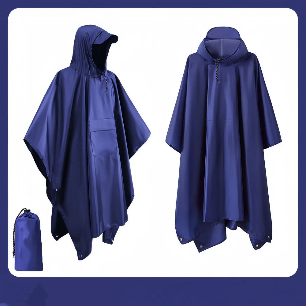 Three in One Waterproof Rain Poncho with Hood and Sleeves for Hiking