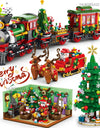Christmas 24 Day Countdown Calendar Tree Santa Claus Train Model Building Block DIY Bricks Toys for  Adult Gift