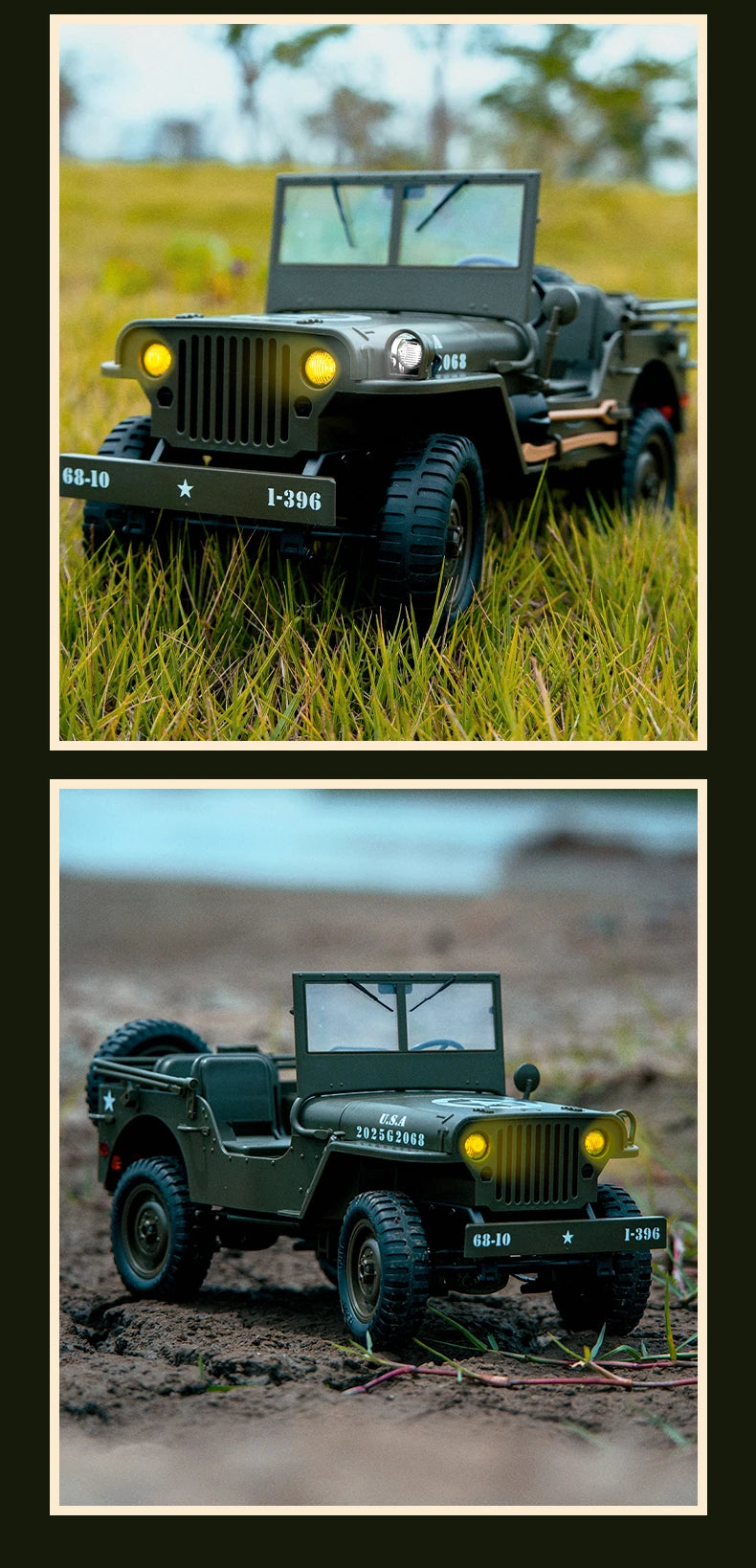 1 to 10 Scale 4WD Remote Control Military Off Road Jeep