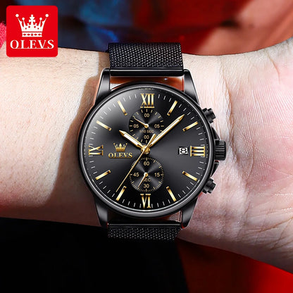 Quartz Watch Luxury Black Stainless steel Date Luminous Waterproof Business Watch Quartz Watch for Men Watch Quartz