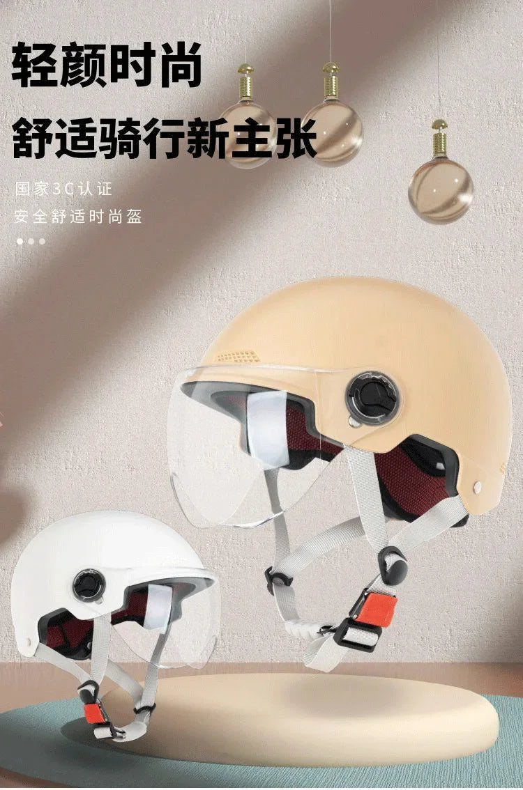 Bicycle Helmet Men's and Women's Adult  Cartoon Bicycle Motorcycle Half Helmet with Goggles