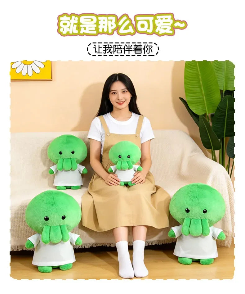 Cute Green Octopus Plush Toy With White Shirt