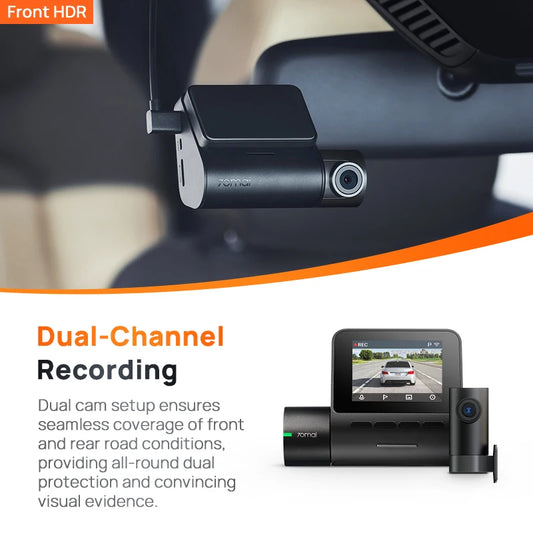 Dash Cam A200 Dual Channel 1080P HDR Car DVR – 2" IPS Screen, WiFi App Control, 130° Wide Angle, 24H Parking Monitor