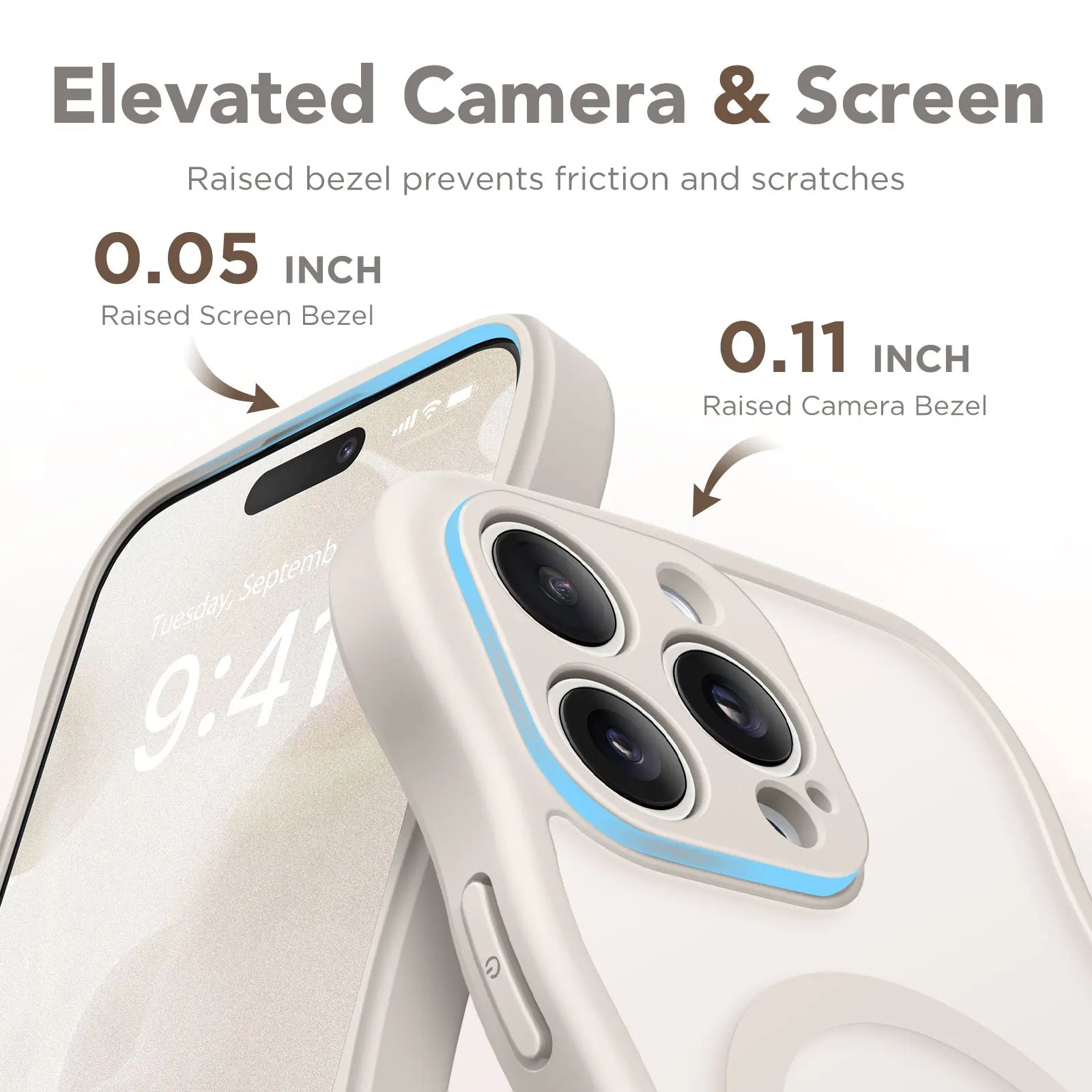 For iPhone 15 Pro Max Case Curly Wave Frame Shape Design Camera Protection Drop Shockproof Compatible with MagSafe Phone Case