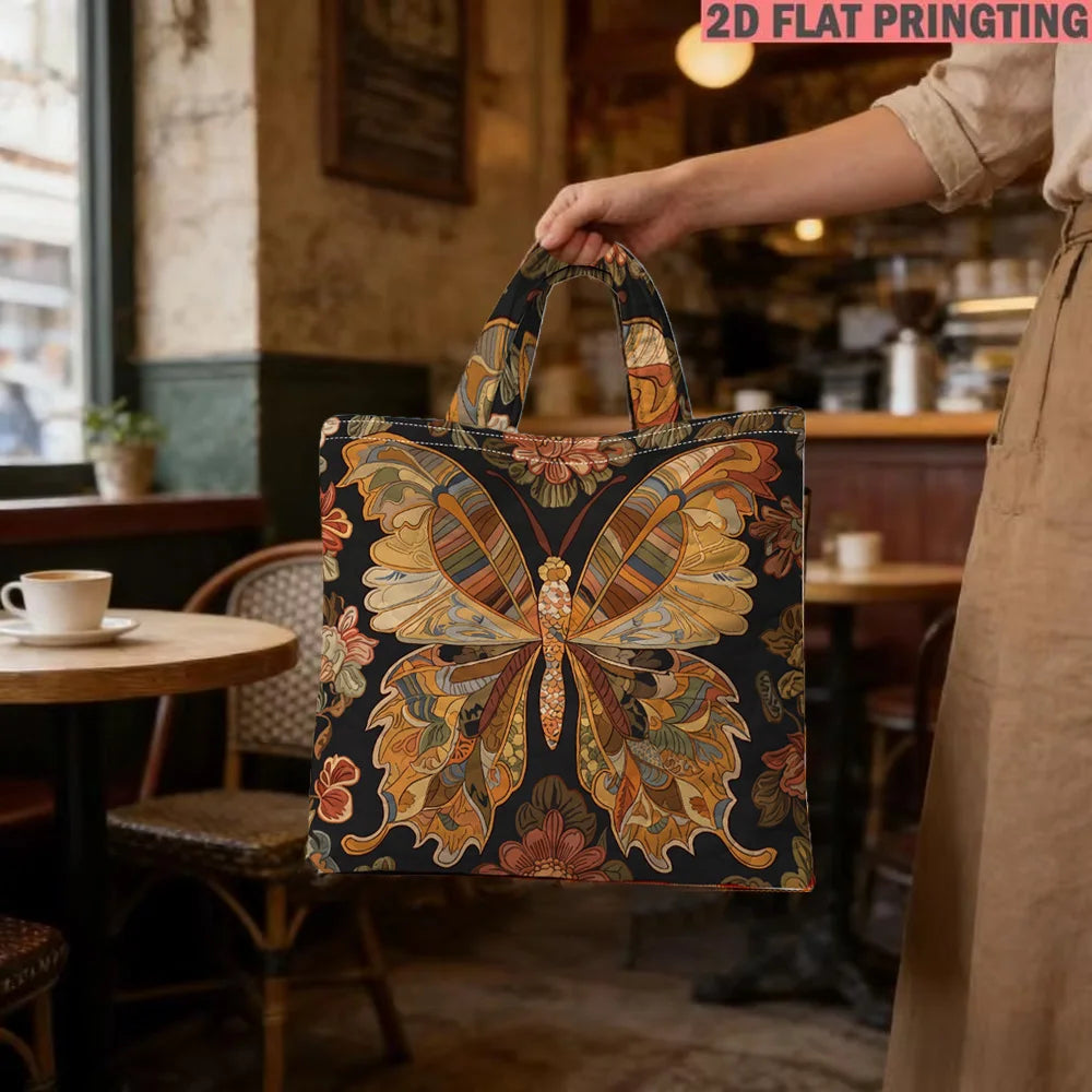 Butterfly Print Quilted Tote Bag Large Capacity Multi Functional Shoulder Handbag