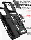 Military Sliding Window For iPhone 16 Pro Case Armor Metal Ring Stand Magnetic Drop Protector Case For iPhone 16 Pro Max Cover
