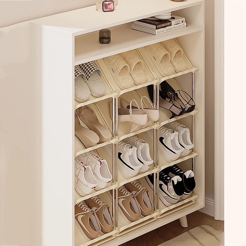 Plastic Shoe Shelf Simple Multi-Layer Living Room Vertical Shoes Racks Narrow Stackable Free Standing Shoes Entryway Or Bedroom