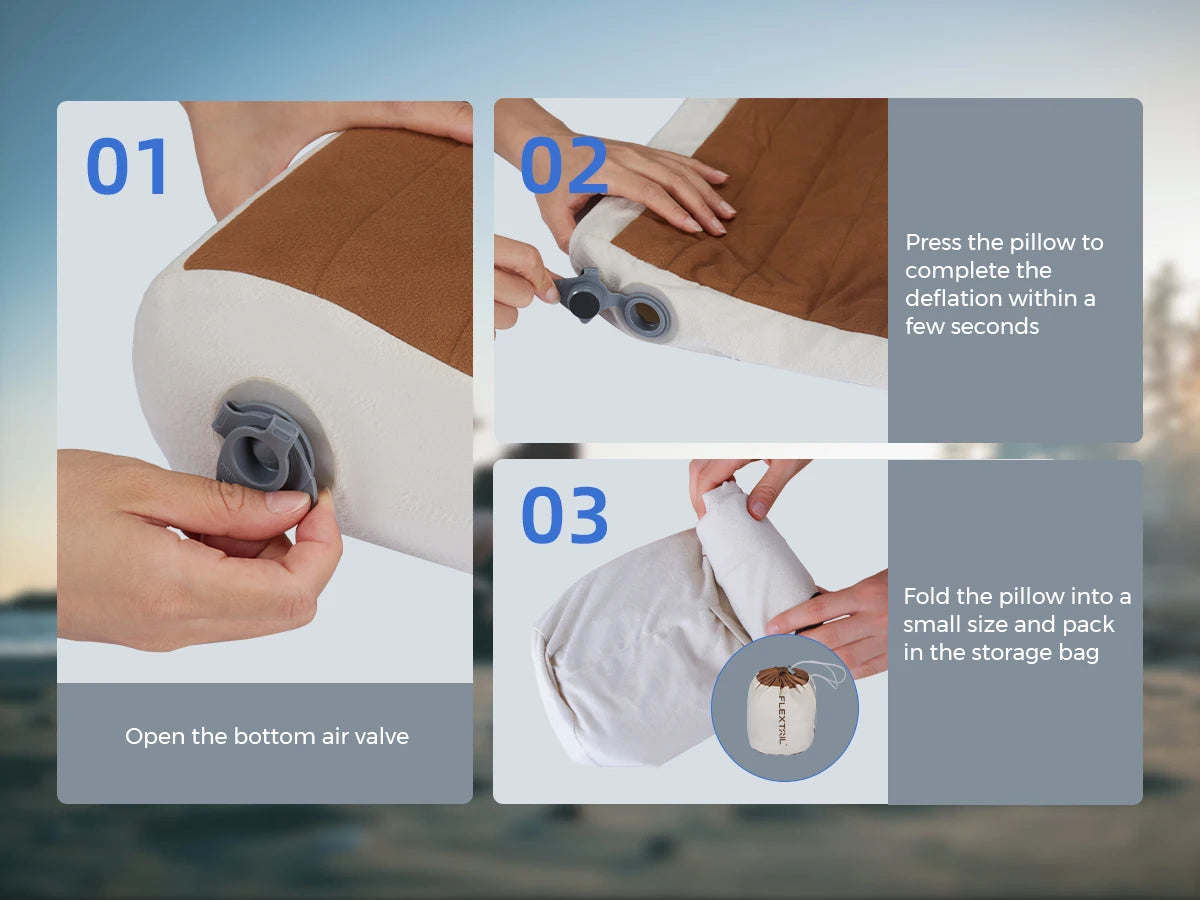 ZERO PILLOW - Ergonomic Inflatable Pillow with Dual Support for Travel and Home, Lightweight, Washable, Ultra-Quiet