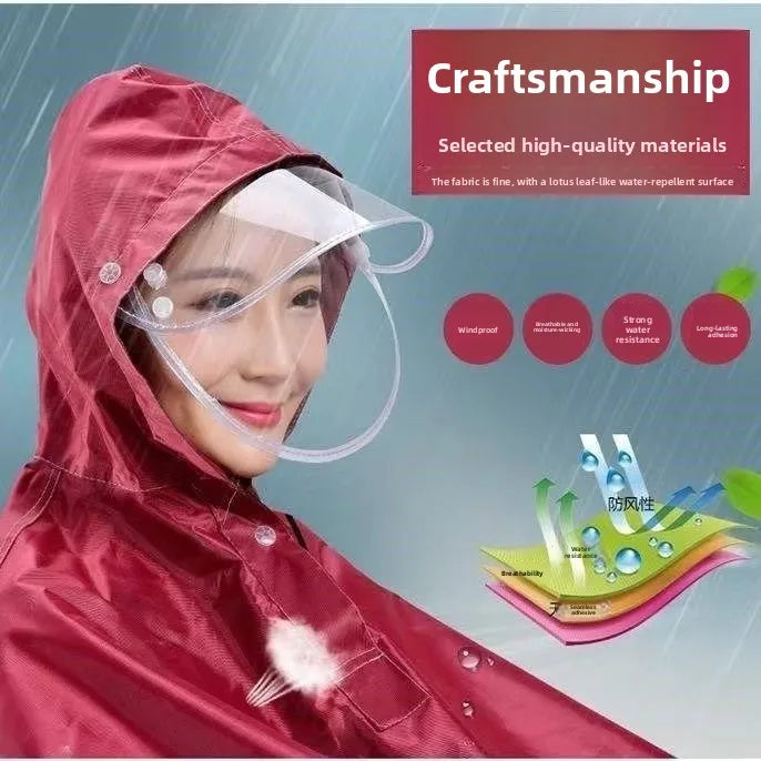 Large Double Person Waterproof Motorcycle Rain Poncho with Foot Coverage