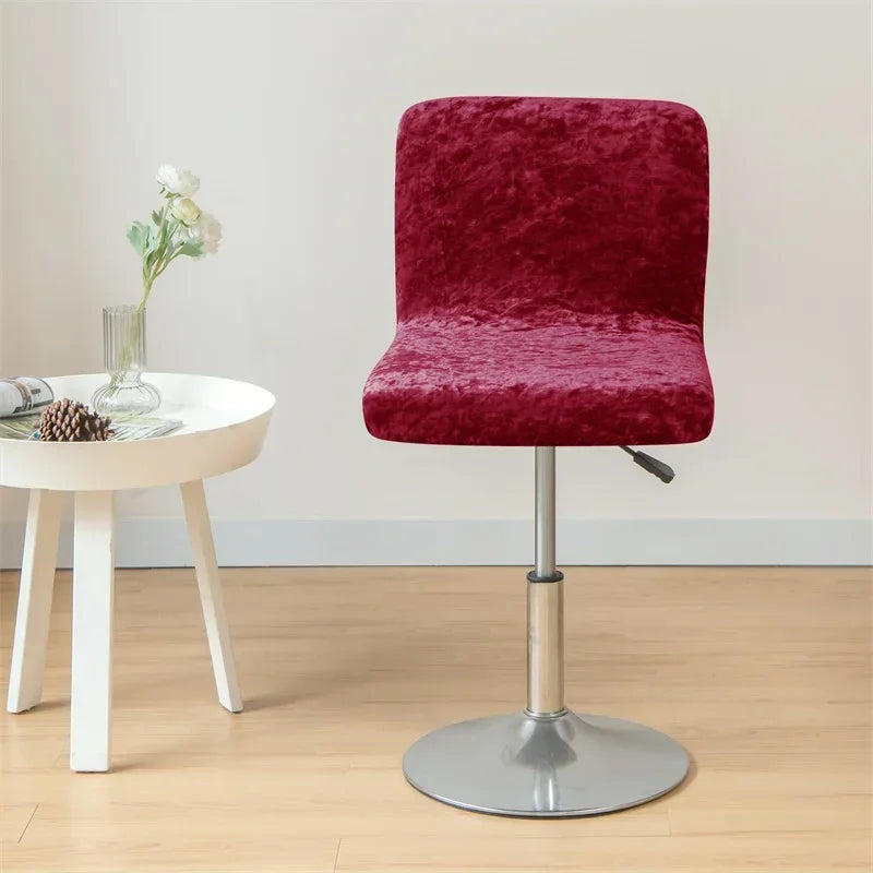 1PC Shiny Velvet Short Bar Chair Covers Stretch Back Bar Stool Covers Small Size Dining Barstool Slipcovers Party Banquet Decor