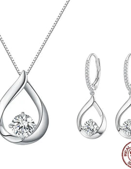 1CT Moissanite Waterdrop Necklace Earrings Lab Diamond 925 Sterling Silver Pendants