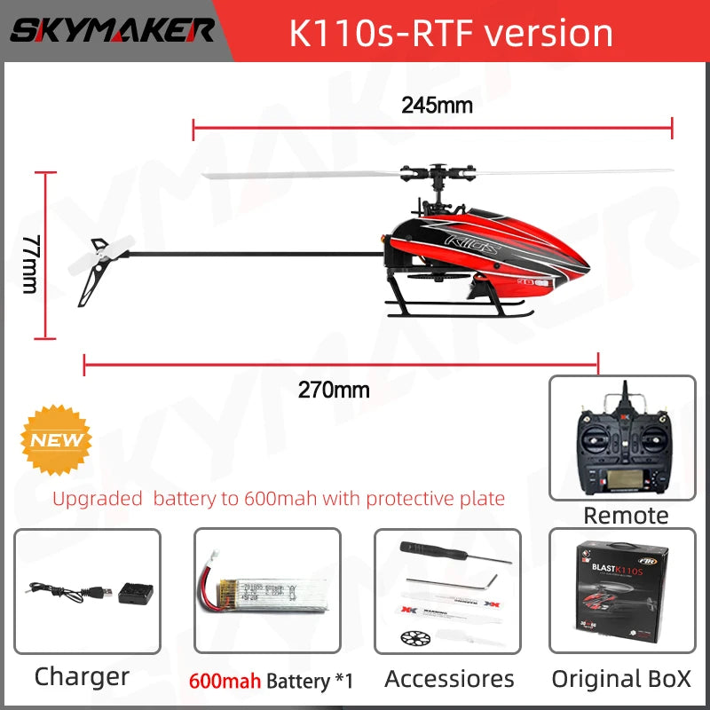 XK K110s RC Helicopter BNF 2.4G 6CH 3D 6G System Brushless Motor RC Quadcopter Remote Control Drone Toys For Gifts