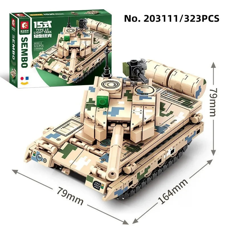 Blocks Chinese military tank chariot Model action figure social games s toys boy birthday gift room decoration ornament