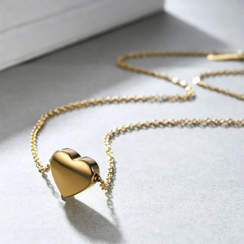 Stainless Steel Heart Necklaces For Women Korean Style Collar Pendant Men Chain Necklace 50 cm