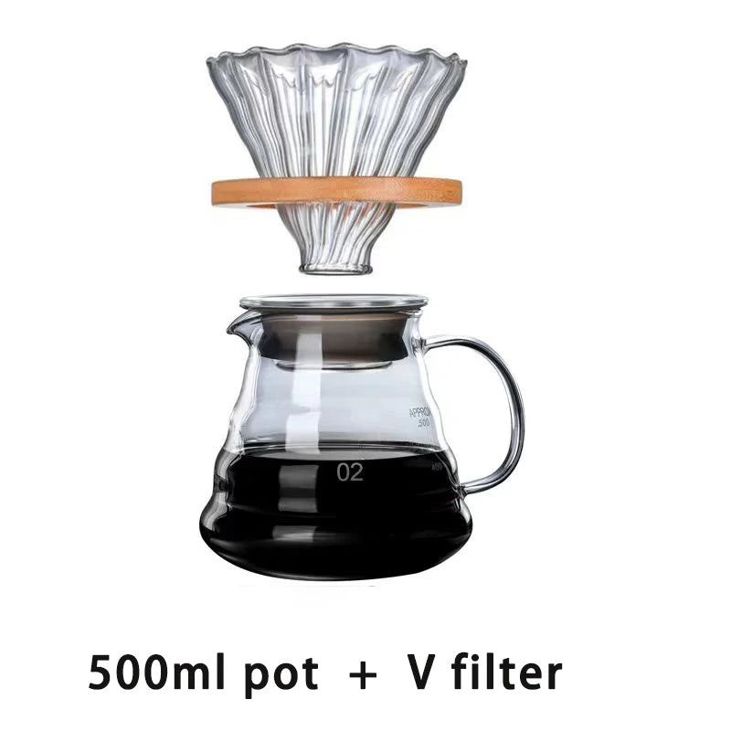 300/500/700ml Glass Coffee Pot With Filter Drip Brewing Hot Brewer Cloud Shaped Kettle Coffee Brewer Utensils Clear Teapot