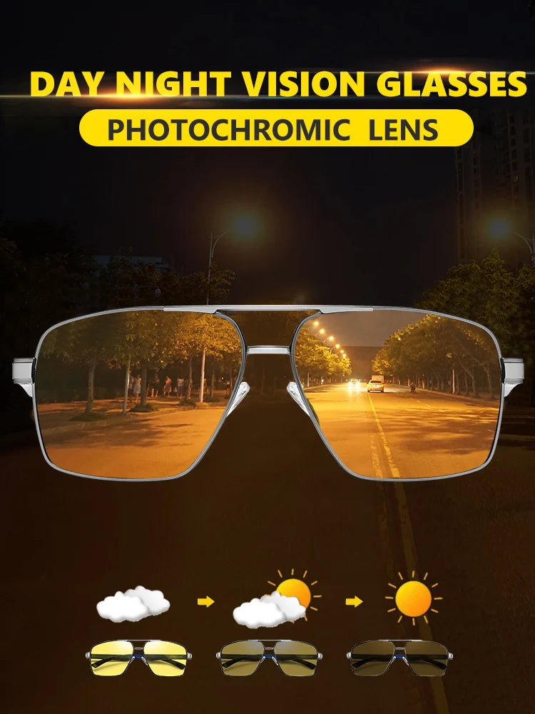 Photochromic Polarized Night Vision Driving Sunglasses UV400 Yellow Lens Goggles for Men Women