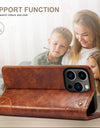 Flip Leather Wallet Phone Case for iPhone 16 15 Pro Max 16E 14 Plus with Magnetic Card Slot Holder Cover