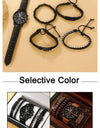 Luxury Minimalist Watch Bracelet Set Business Brown Leather Quartz Wrist Watches for Men