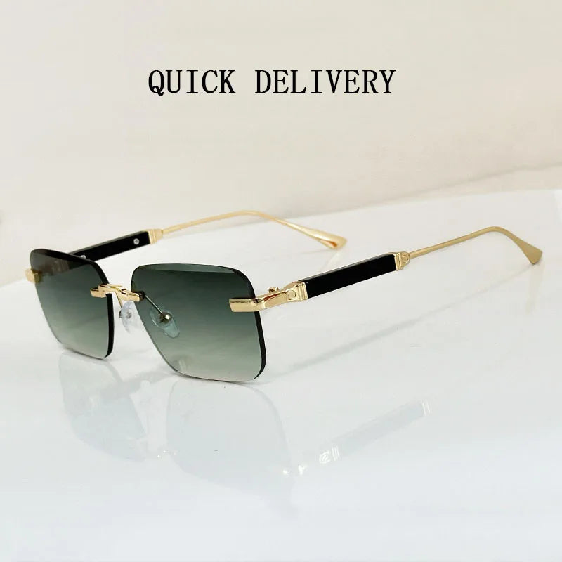Rimless Square Sunglasses With UV400 Protection
