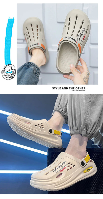 Soft Sole Summer Clogs Slippers Men Clogs Slippers Breathable Beach Slippers Men Home Slippers Outdoor Antiskid Slippers