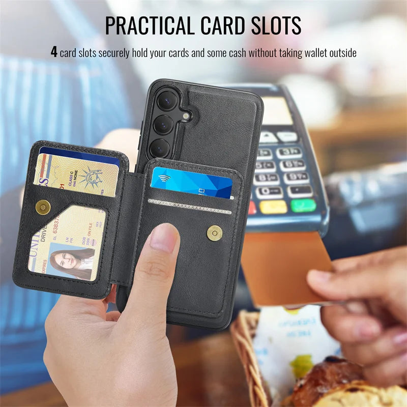 2 in 1Detachable Blocking Wrist strap Card Slot Wallet Case For Samsung Galaxy S 24 25 22 23 Ultra FE Plus  Phone Case