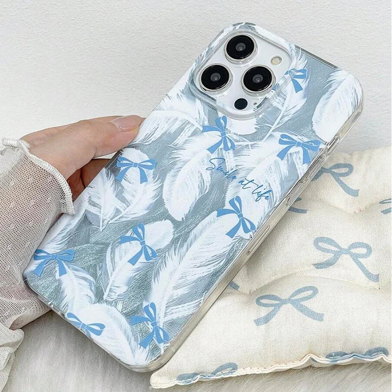 Case for iPhone 17 16 Butterfly Bow Print Phone Cases for iPhone 17 Air 15 14 16E Cover