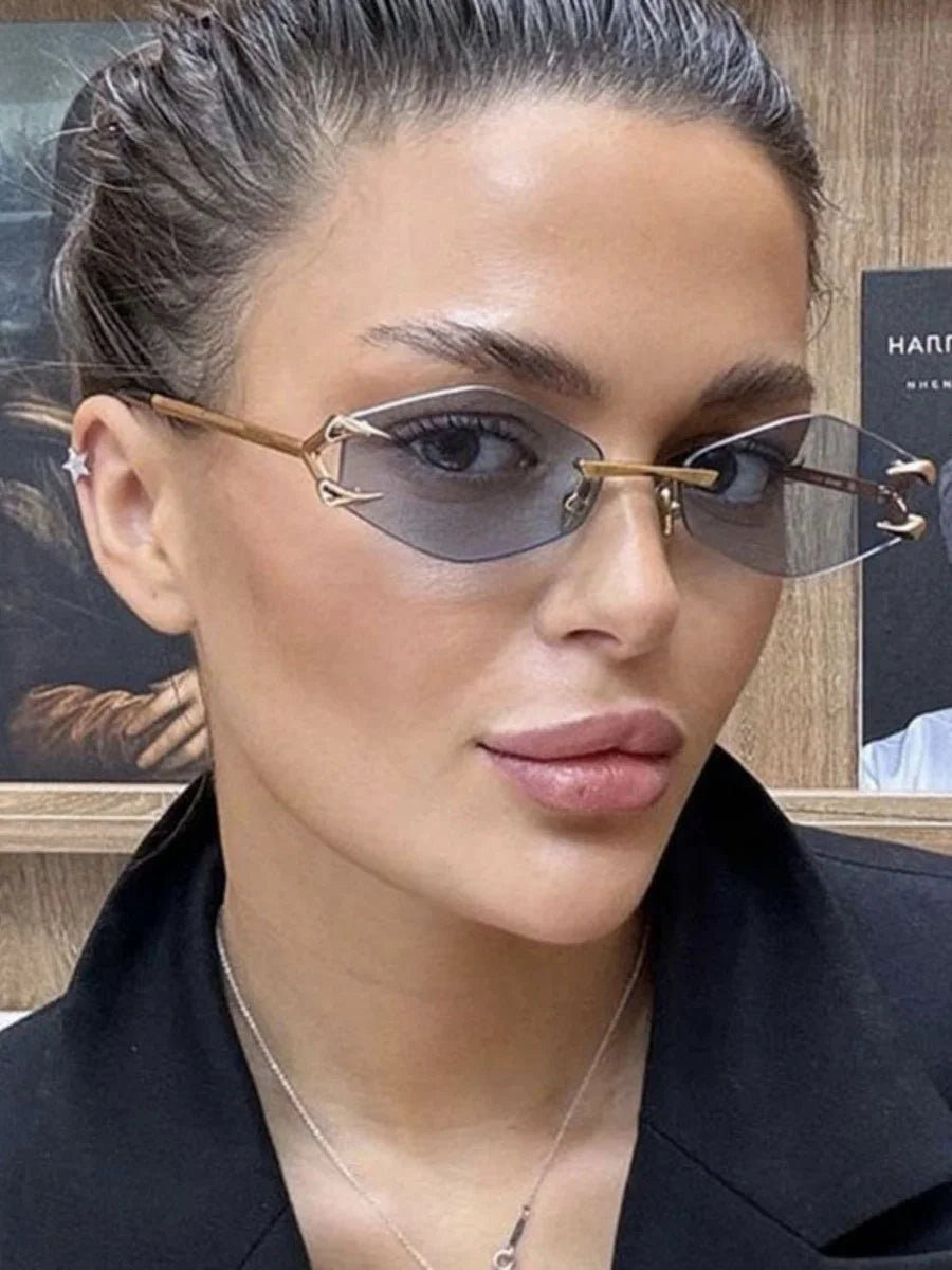 Sunglasses Personalized Frameless Glasses Polygonal Sun Glasses Casual Hip-Hop Trendy Outdoors Eyeglasses Men UV400