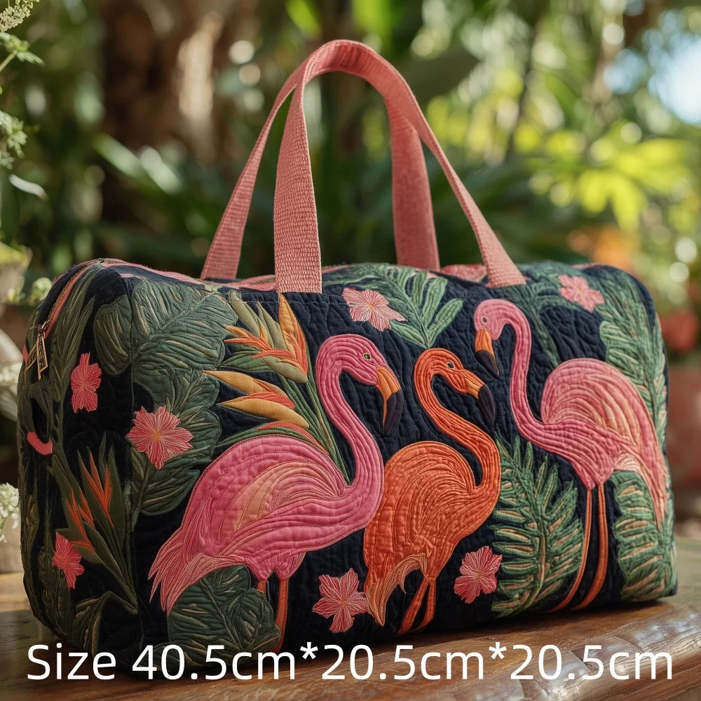 Hot Sale 3D Quilted Flamingo Bag Women Weekender Bag Tropical Palm Leaves Travel Tote Overnight Beach Vacation Carry On Bags