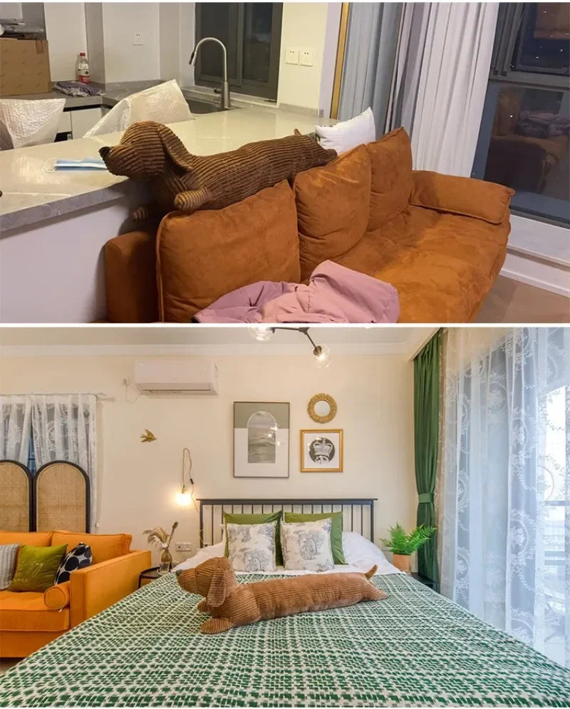 Long Sausage Dog Body Pillow Dachshund Stuffed Doll Large Dog Decorative Body Pillow Sleeping Back Cushion Livingroom Decoration